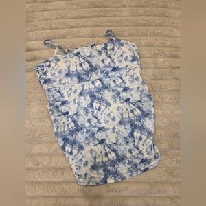 ISABEL MATERNITY Blue and White Tie-Dye Tankini Top